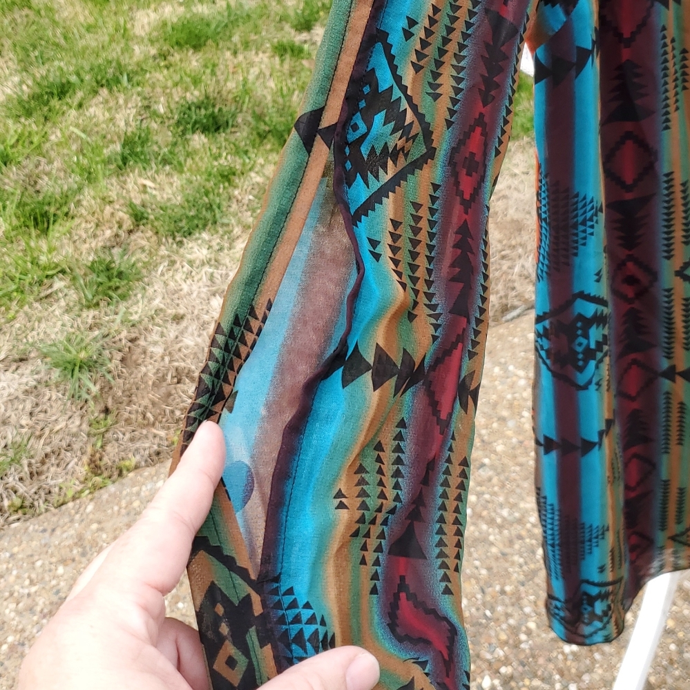 🌟 3 for $15 Deal! 🌟Sweet Storm teal orange long sleeve dress S - Picture 8 of 8